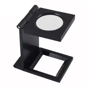 Lupa Profissional 10x Mini Mesa Bancada Suporte Dobravel Lente Optica 28mm Escala Conta Fios