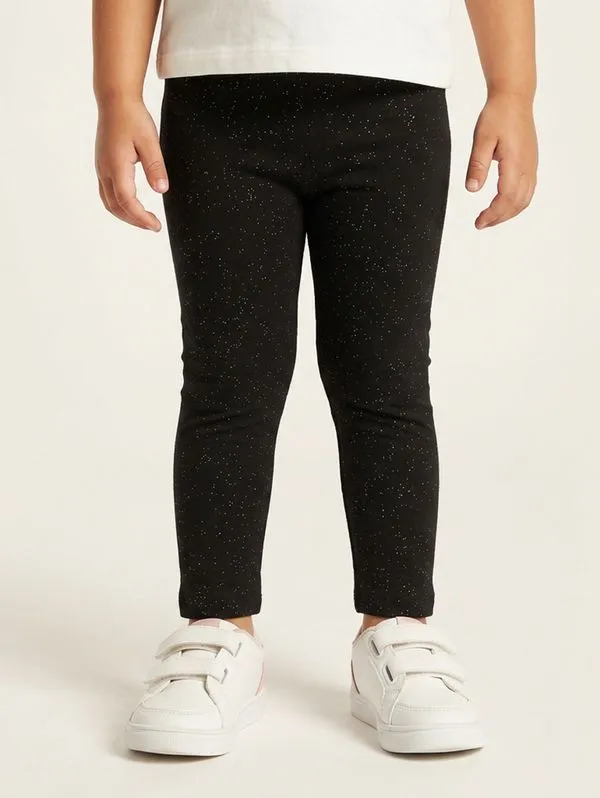 Calça Legging Com Glitter Infantil Para Menina- PRETO 3