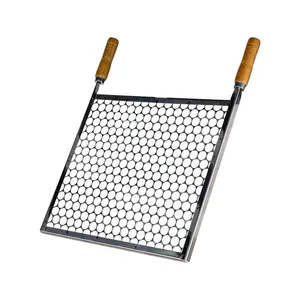 Grelha Retangular Inox Tela Moeda Para Churrasqueira 40x30cm