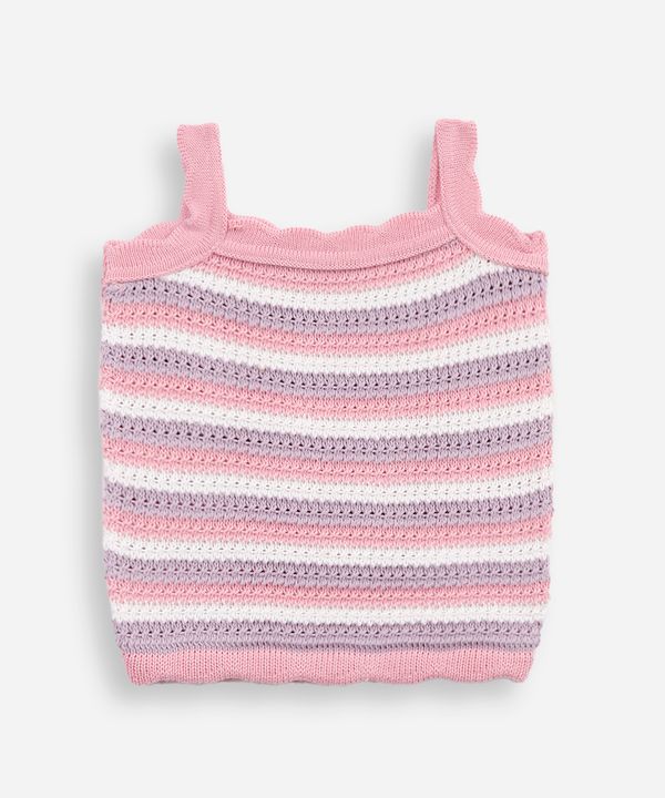 regata infantil de tricot listrada rosa 1