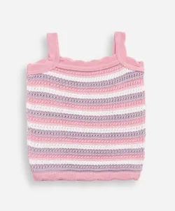 regata infantil de tricot listrada rosa 5