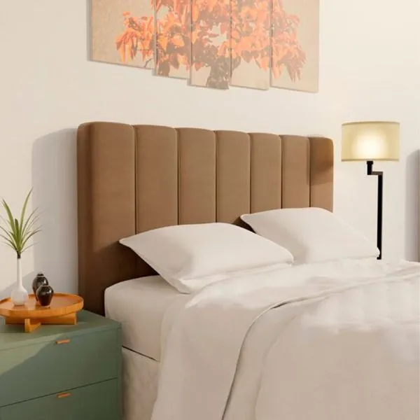 Cabeceira de Casal Styllus Itália, para Colchão de 138 cm Veludo Marrom