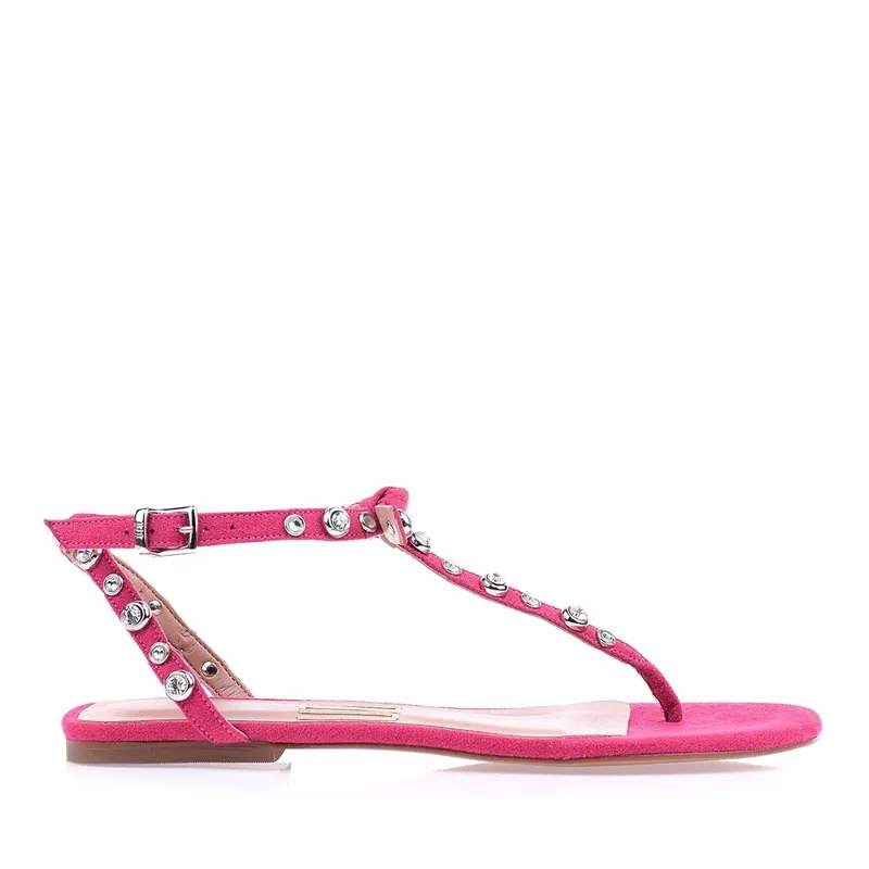 Rasteira Camurça Fucsia