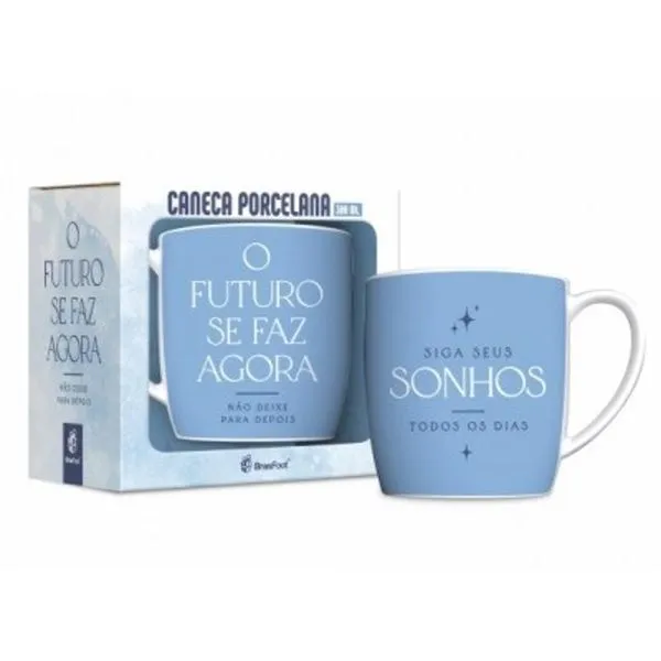 Caneca Cerâmica Brasfoot 300 ml O Futuro Se Faz Agora CANECA PORCELANA BRASFOOT 300ML O FUTURO
