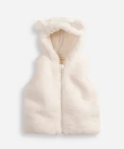 colete infantil de pelúcia com capuz off white 2