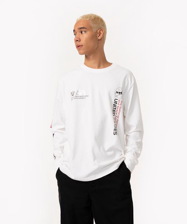 camiseta de algodão manga longa nasa branco M