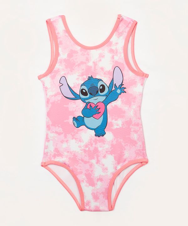 maiô infantil stitch com proteção uv rosa 12
