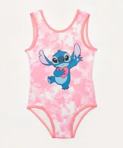 maiô infantil stitch com proteção uv rosa 10