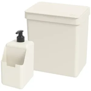 Kit Lixeira E Dispenser De Detergente Coza Bege 99428/4468