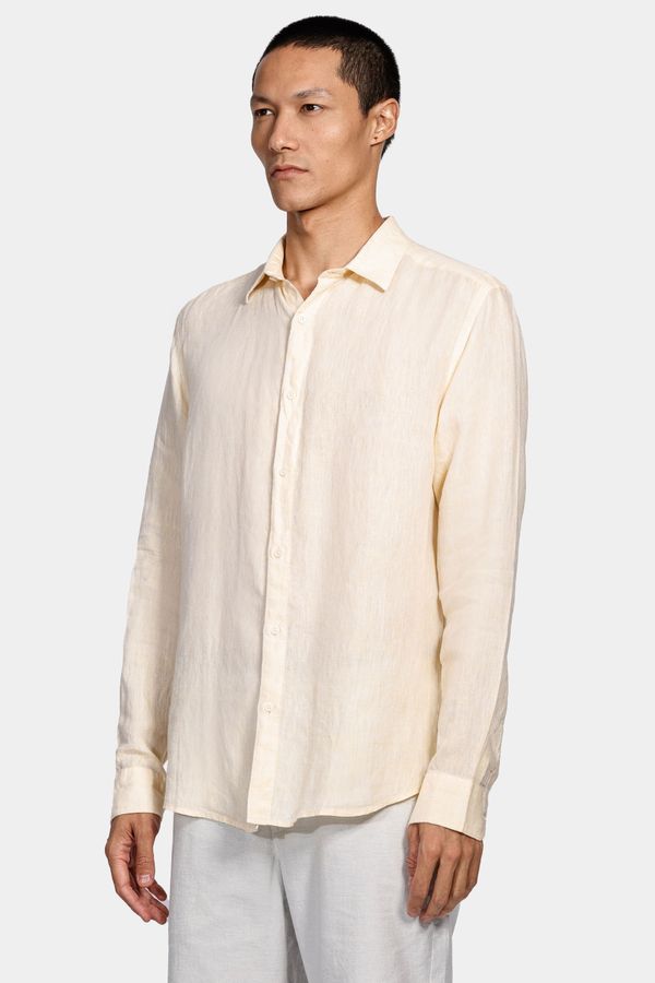 Camisa Manga Longa Slim em Linho Irlandês Amarelo - M