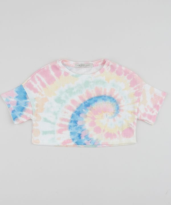 Blusa Infantil Estampada Tie Dye Manga Curta Off White 10