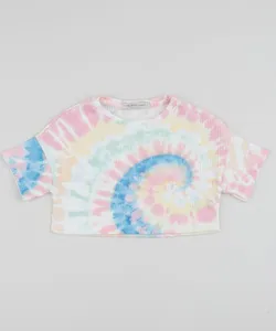 Blusa Infantil Estampada Tie Dye Manga Curta Off White 12
