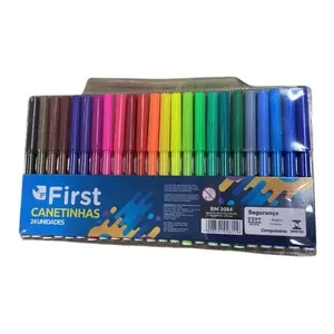 Conjunto de Canetinhas Coloridas com 24 Unidades para Escola Estudos Desenhos e Trabalhos Manuais Conjunto de Canetinhas Coloridas com 24 Unidades para Desenhos e Atividades Criativas