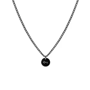 Colar Mitty de Aço Preto Personalizável Preta 60
