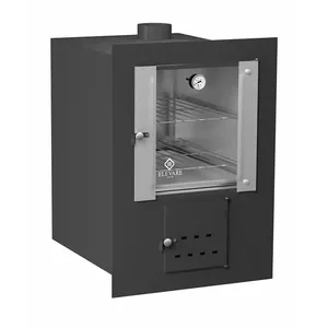 Forno a Lenha de Embutir para Fogão Elevare Industrial Master Preto com Porta de Vidro e Inox Forno a Lenha de Embutir Elevare Industrial Master Preto com Interior em Inox