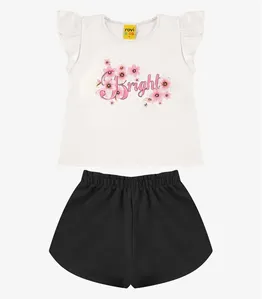 Conjunto Blusa com Shorts Menina Rovi Kids Bege 1