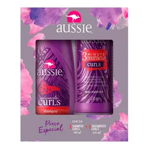 Kit Aussie Miracle Curls Shampoo 180ml + Creme de Tratamento 3 Minutos Milagrosos 236ml