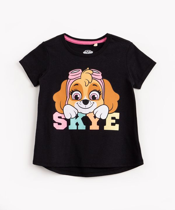 blusa infantil de algodão manga curta skye patrulha canina preto 1