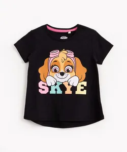 blusa infantil de algodão manga curta skye patrulha canina preto 4