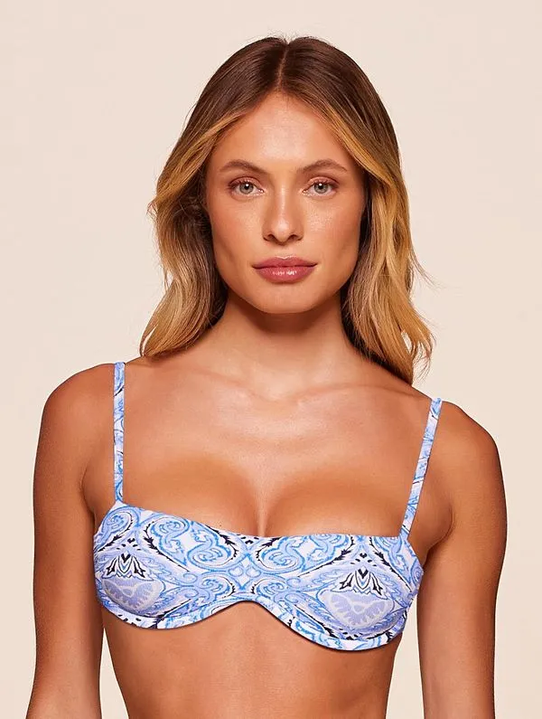 Top Meia Taça Estampado Heaven AZUL GG