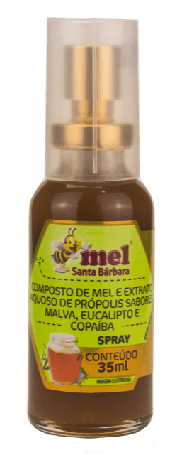 Spray Mel Própolis Santa Bárbara Malva Eucalípto Copaiba 35ml Apiarios Mackllani/Mel Sta Bar 35ml