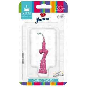 Vela de Aniversário Mini Glitter Rosa Bebê N.º 7