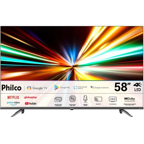 Smart TV 58" LED 4K Philco P58KGA Google TV Space Gray HDR10