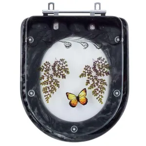 Tampa De Vaso Poliéster Decorada Borboleta Luna Preto Para Louça Icasa