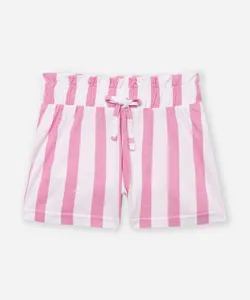 short de algodão infantil clochard listrado rosa 10