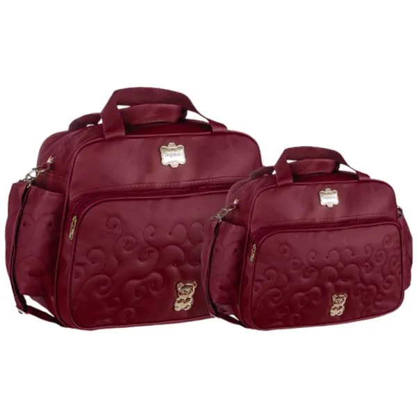 Kit Bolsas Maternidade Griff Baby Gold Bear Vinho