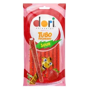 Bala Dori Regaliz Tubo Recheado Morango Ácido 70g