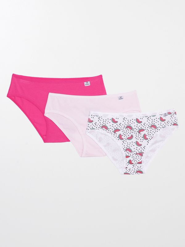 Kit com 03 Calcinhas Juvenil Para Menina - Rosa/Multicolorido PP