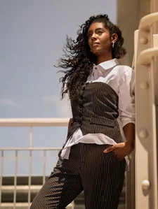 Top Corset Risca de Giz Autentique Feminino PRETO G