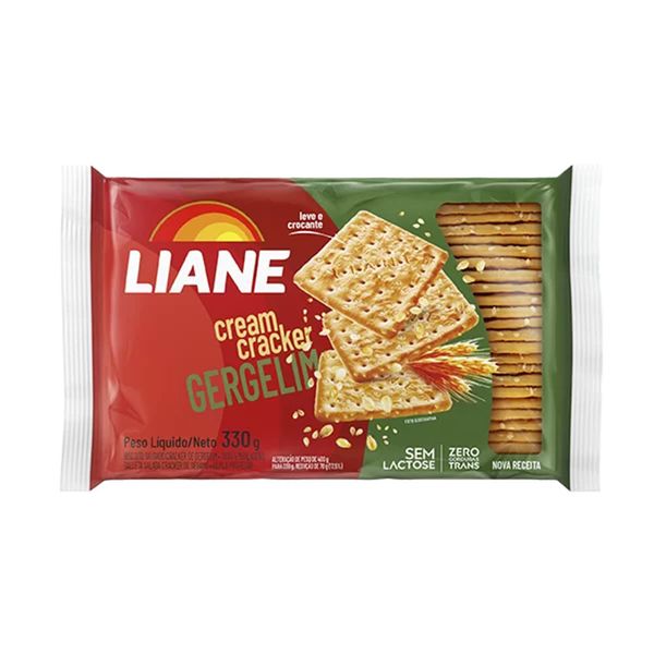 Biscoito Cream Cracker com Gergelim Sem Lactose Liane 330g