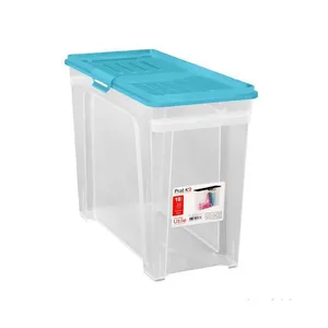 Caixa organizadora Utile incolor 18L com tampa azul Prat-k