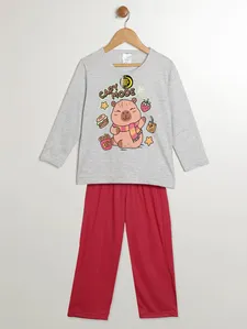 Pijama Longo Capivara Infantil Para Menina- MESCLA/ROSA 8
