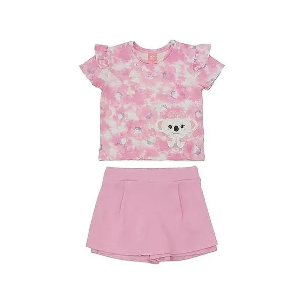 Conjunto Curto Lilica Ripilica Blusa Short Saia Active Rosa 1