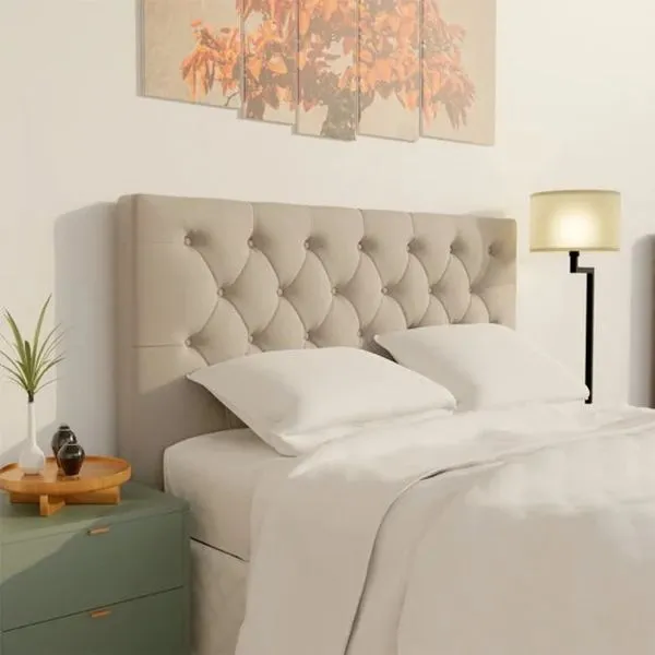 Cabeceira de Casal Styllus Turquia, para Colchão de 138 cm Veludo Nude