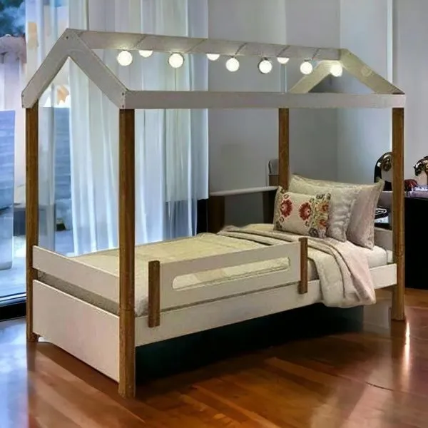 Cama Casa Elisa Branco/mel C/ Led E Colchão