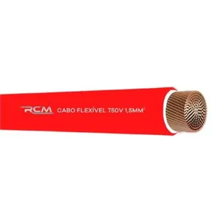 Cabo Flexível 1,5mm 750V para Instalações em Cobre Vermelho RCM Cabos Elétricos Fio Flexível 1,5mm 750V para Circuitos em Cobre Vermelho RCM Cabos Elétricos
