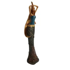 Estátua Dama Roupa Craquelada Color 41cm