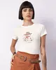 Blusa Feminina Manga Curta Estampa Aplicação Off White PP