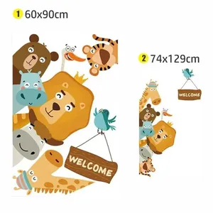 Adesivo de Parede Canto Safari 74x129cm Infantil Lúdico Efeito Tridimensional Animais Selvagens Vegetação Safari Adesivo de Parede Canto Safari 74x129cm Infantil Lúdico Efeito Tridimensional Animais Selvagens