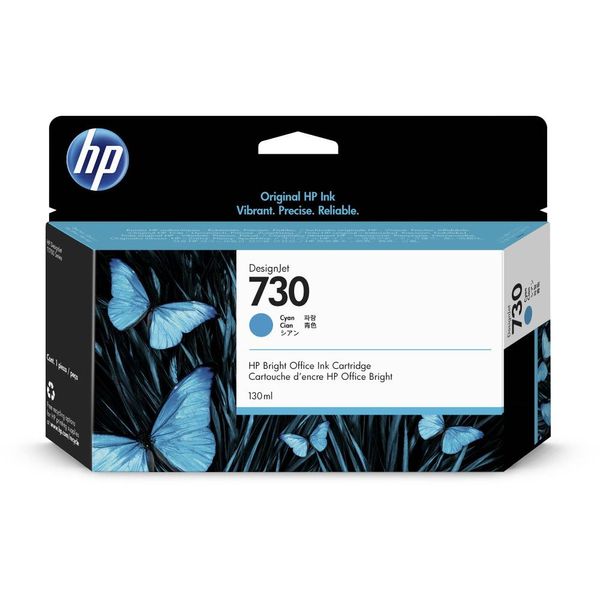 Cartucho de Tinta HP 730 Ciano PLUK 130 ML - P2V62A