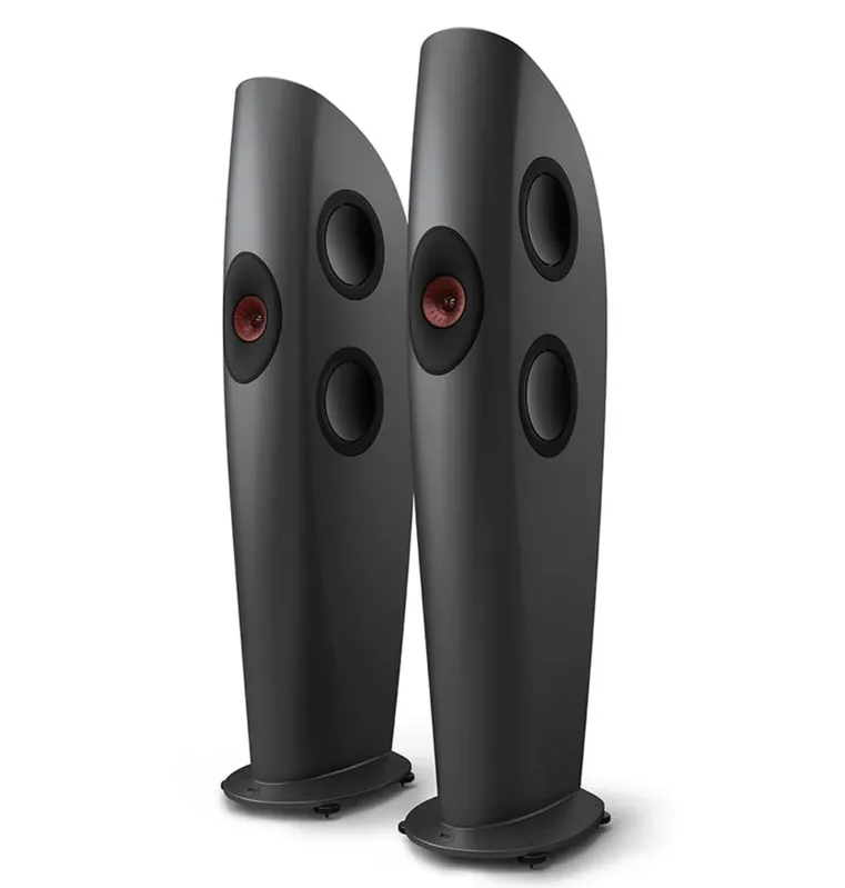 Par de Caixa Torre KEF Blade One Meta Grey/Red O Primeiro Alto-Falante Single Apparent Source do Mundo