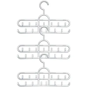 3 Cabides de Cintos 13 Ganchos cada Organizador Múltiplo Closet Cristal Cinquetti 36cm