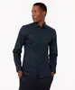camisa de algodão slim poá manga longa azul marinho P