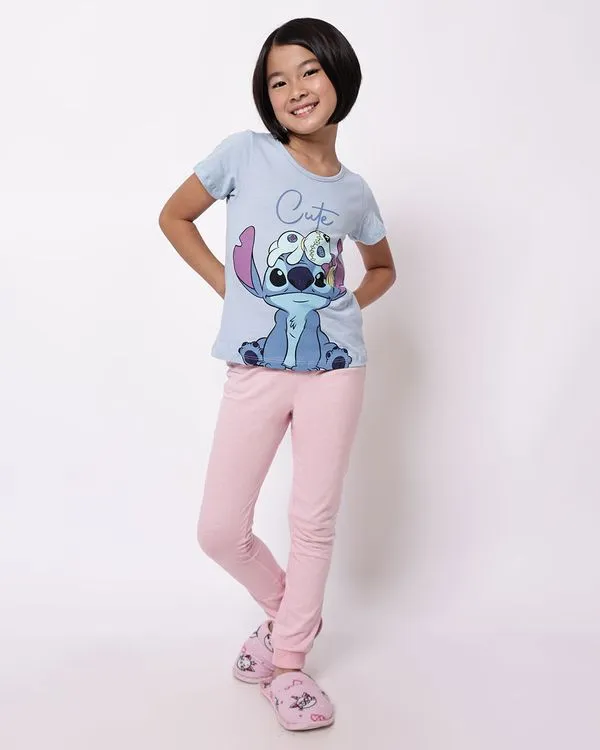 Pijama Infantil Algodão Disney Stitch Azul 10