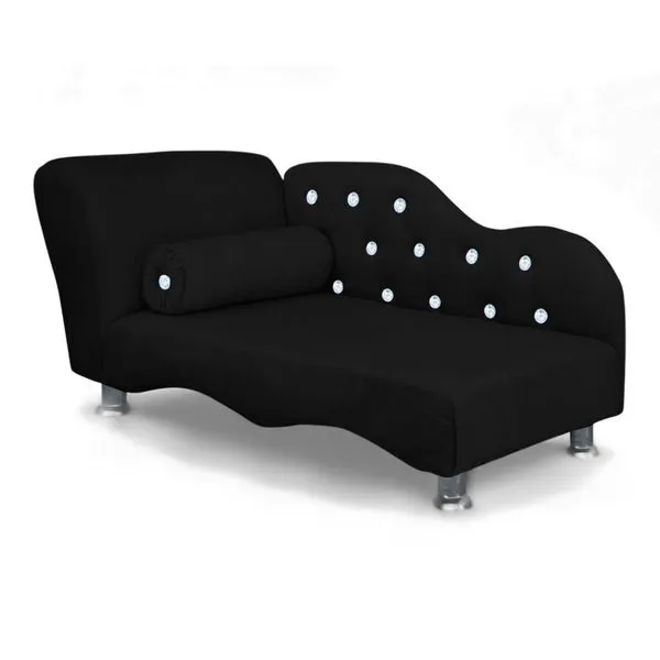 Caminha Mini Poltrona Divã Strass para Cães e Gato Loja Sheep Veludo Preto 37x62x47cm 1 Unidade Caminha Mini Poltrona Divã para Pet Loja Sheep Veludo Preto com Almofada Cilíndrica 1 Unidade