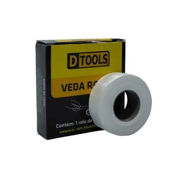 Fita Veda Rosca 18MM X 25 METROS para Água Quente e Fria com Maior Resistência DTOOLS Fita Veda Rosca 18MM X 25 METROS para Água Quente e Fria DTOOLS